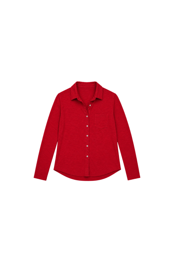 ELLIOTT LAUREN Long Sleeve Button-Up Shirt - Red
