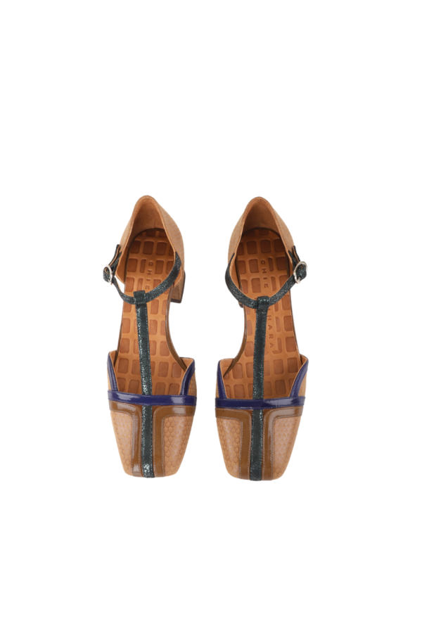 Chie Mihara Volai 49 Block Heel Pump - Kazar Cuero / Crysta Green / Sucre Cafe