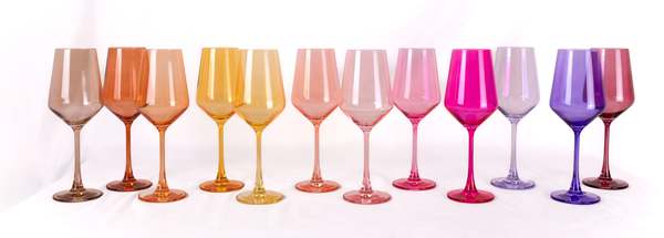Glass Hause Co Almost Everything Collection Set of 12 Colored Wine Glasses