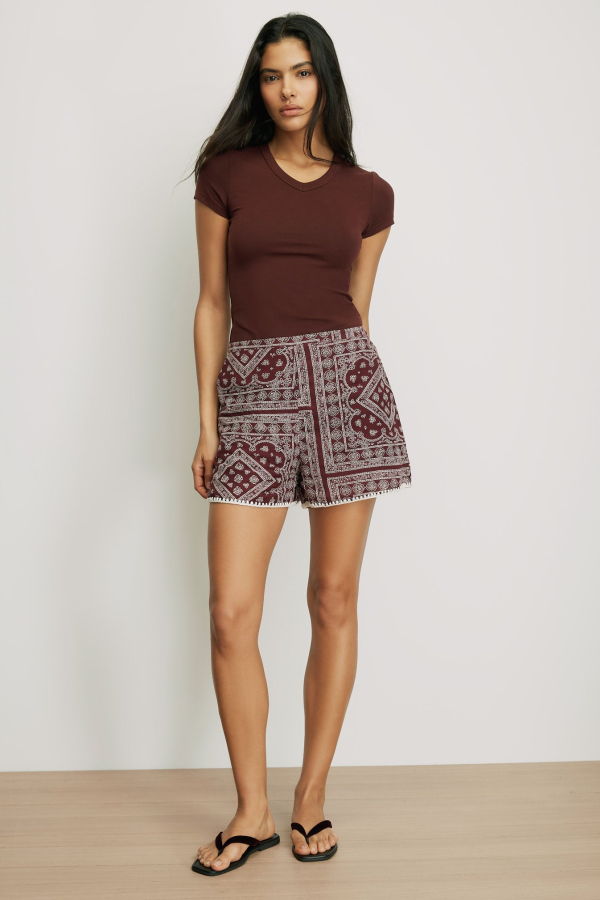 Veronica Beard Devin V-Neck T-Shirt - Raisin