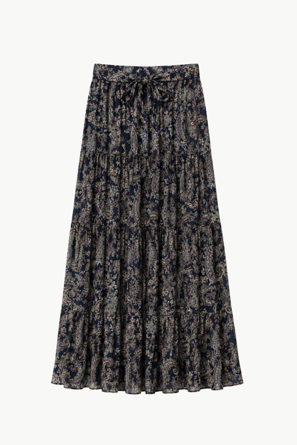 Veronica Beard Heatheralyn Paisley Maxi Skirt - Navy Multi