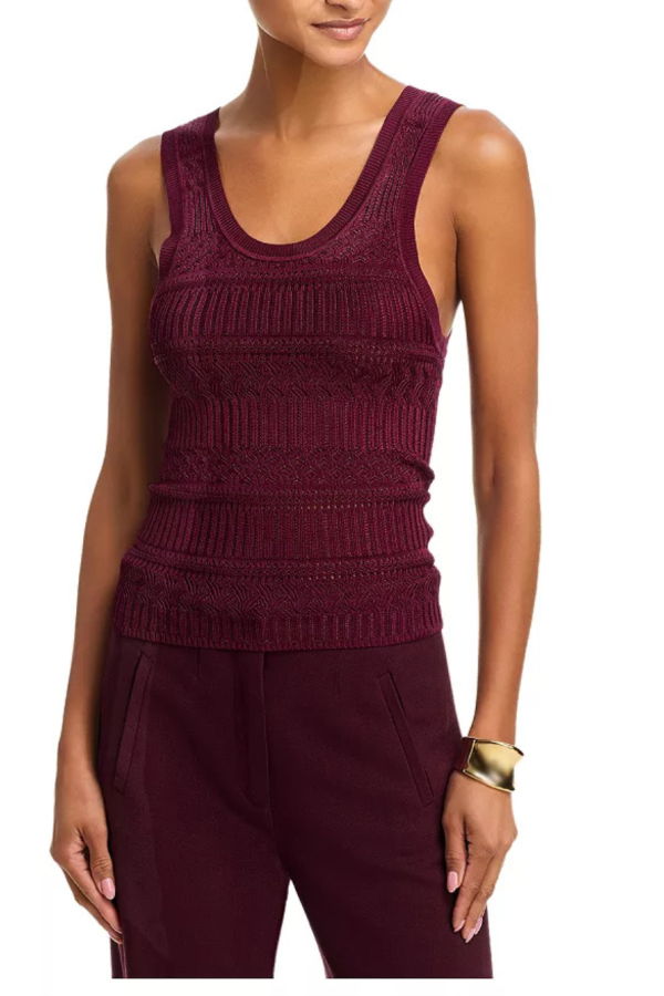 Veronica Beard Sandra Knit Tank Top - Raisin