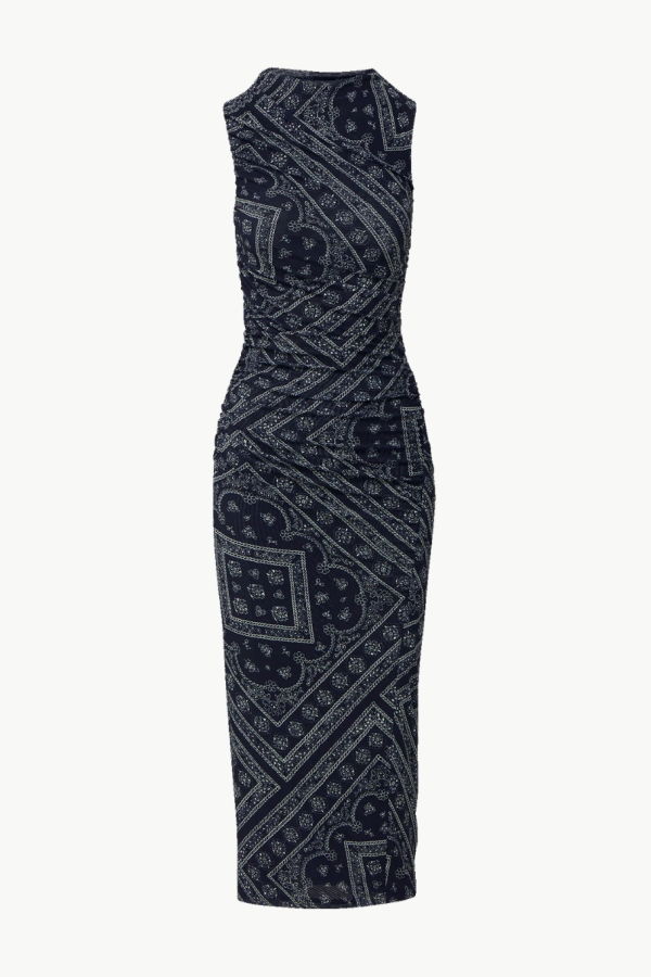 Veronica Beard Sylviani Bandana Midi Dress - Navy/Dove