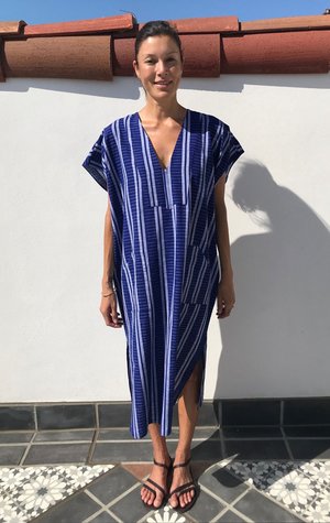 blue and white caftan