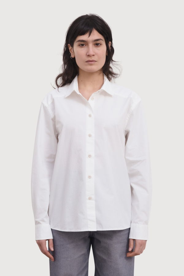 Baserange Bent Shirt, Cotton Poplin - Off-White