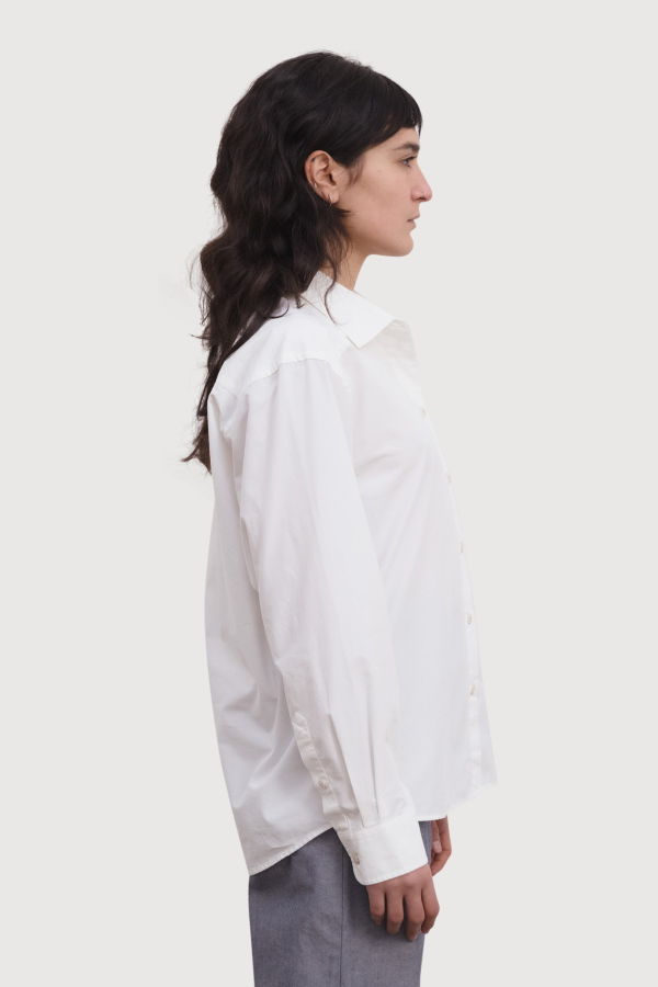 Baserange Bent Shirt, Cotton Poplin - Off-White
