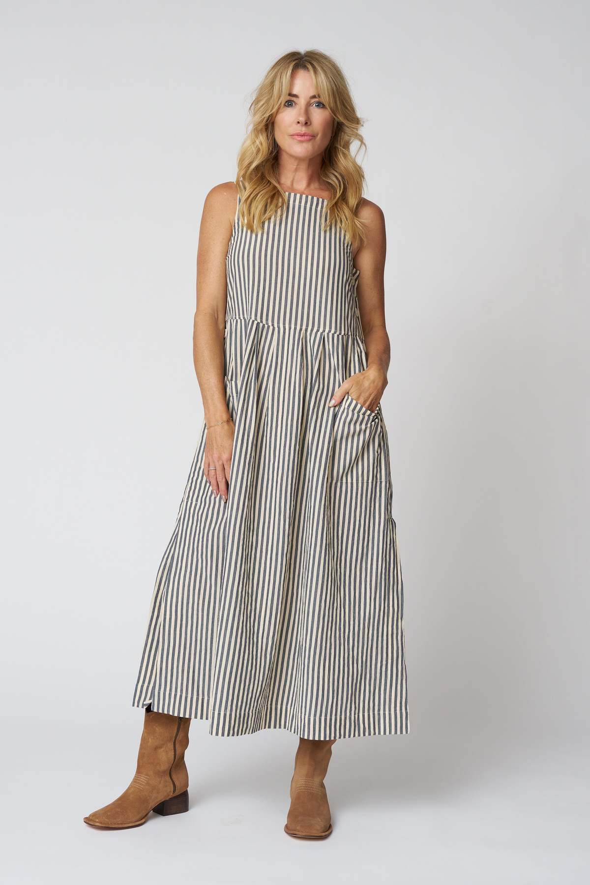 TOAST Tablier Stripe Cotton Pinafore Dress - Image 1 of 8