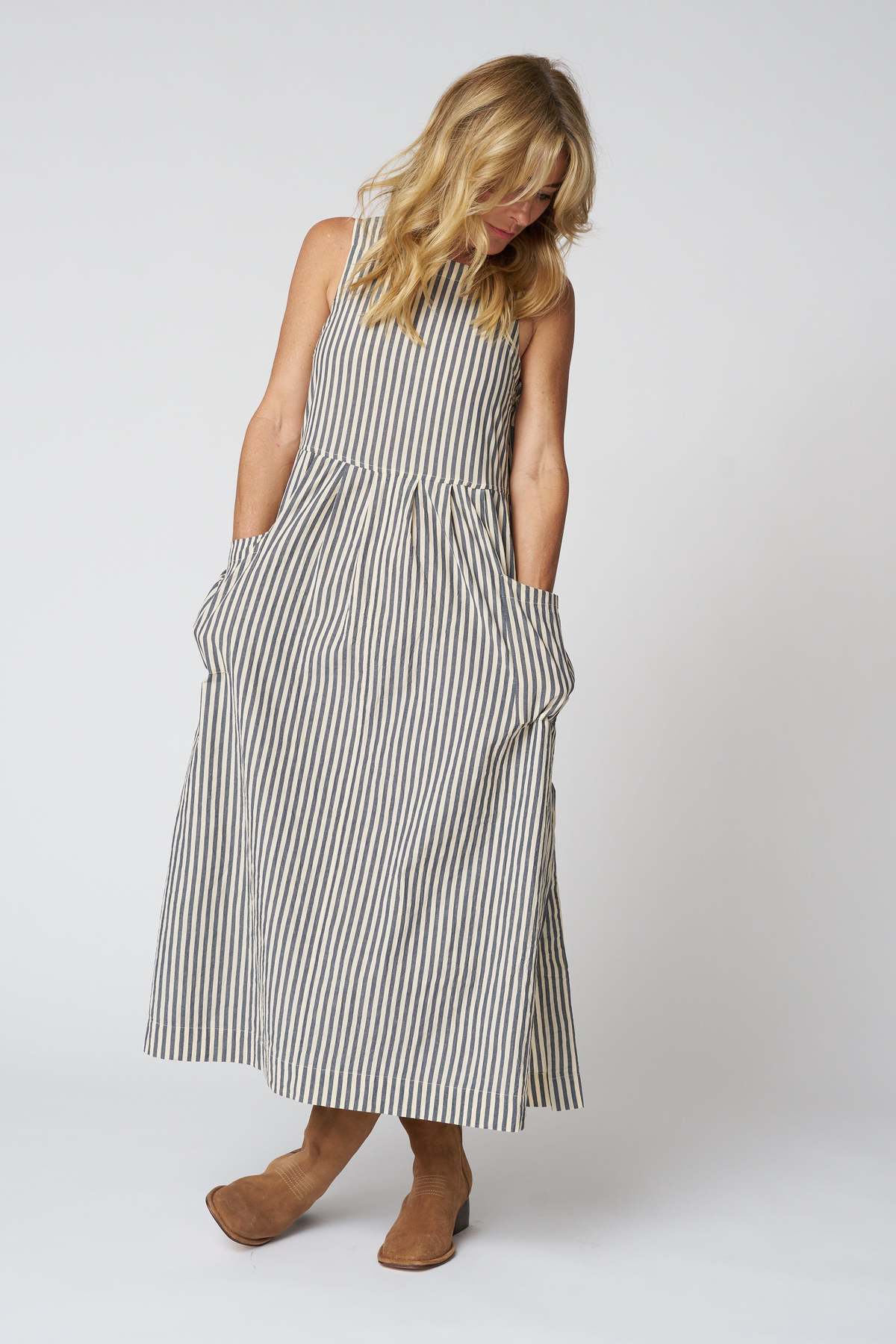 TOAST Tablier Stripe Cotton Pinafore Dress - Image 3 of 8