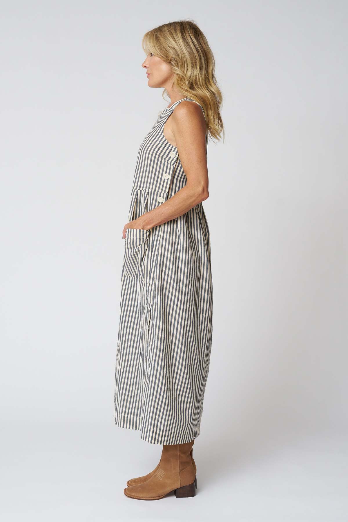TOAST Tablier Stripe Cotton Pinafore Dress - Image 6 of 8