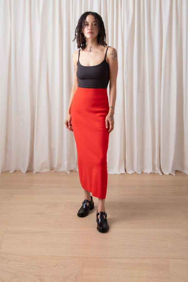 Ali Golden Knit Pencil Midi Skirt
