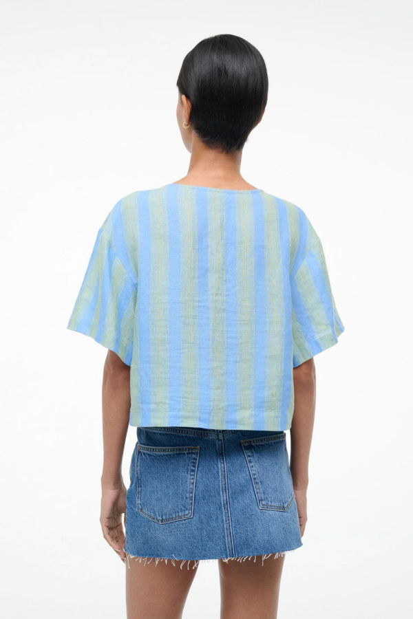 Staud Ava Linen Top - Seaport Stripe