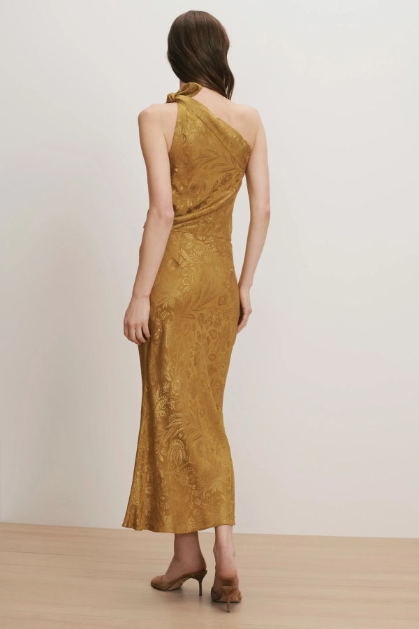 Veronica Beard Grycen One-Shoulder Midi Dress - Gold Ochre