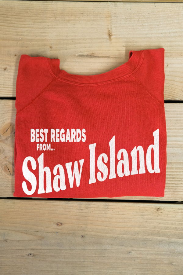 Best Regards Shaw Island Upcycled Postcard Sweatshirt