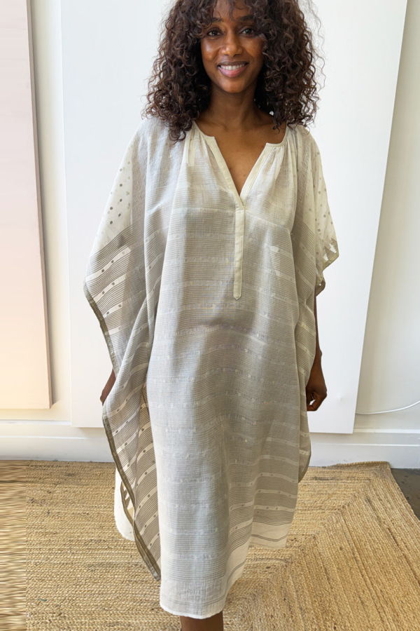 Two Exquisite Neutral Dhaka V2 Caftan