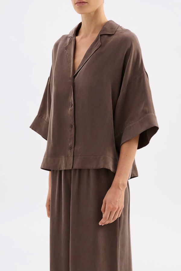Nude Lucy Rika SS Cupro Shirt - Walnut