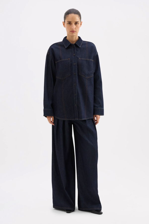 Nude Lucy Vita Denim Overshirt - Deep Blue