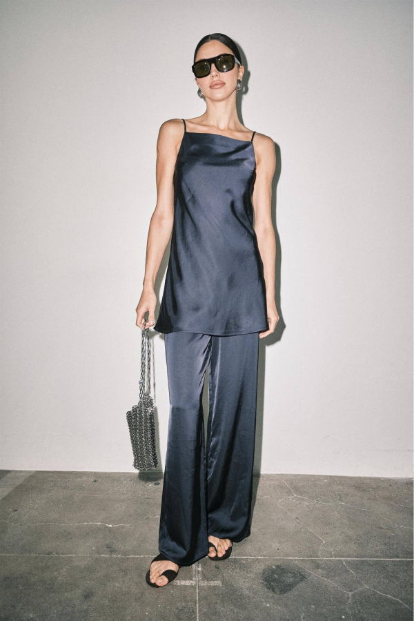 Loucia Satin Cami & Wide Leg Pant Set