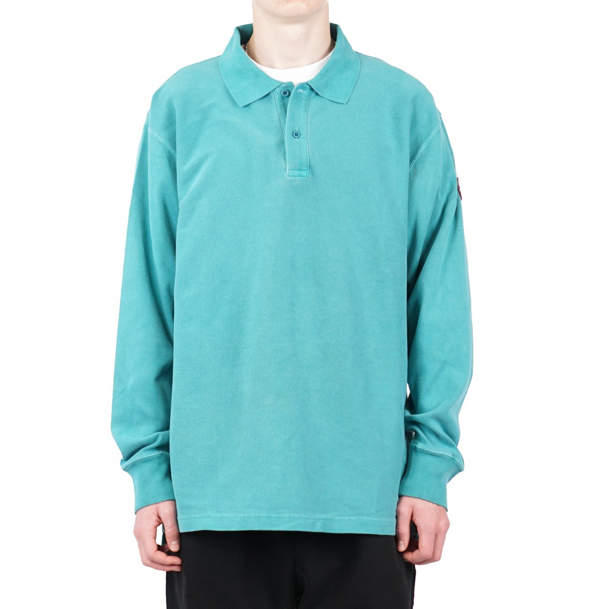 トップス C.E cavempt BLEACHD RIB LONG SLEEVE POLO Cav Empt BLEACHED RIB LONG SLEEVE POLO SHIRT - BLUE | Garmentory
