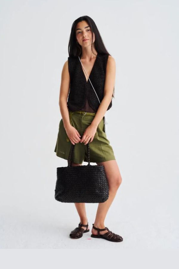 LIKEMARY Vintage Mesh Tote Bag - Pearl