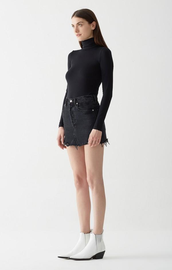 Agolde Quinn High Rise Mini Skirt Black Cult Wash