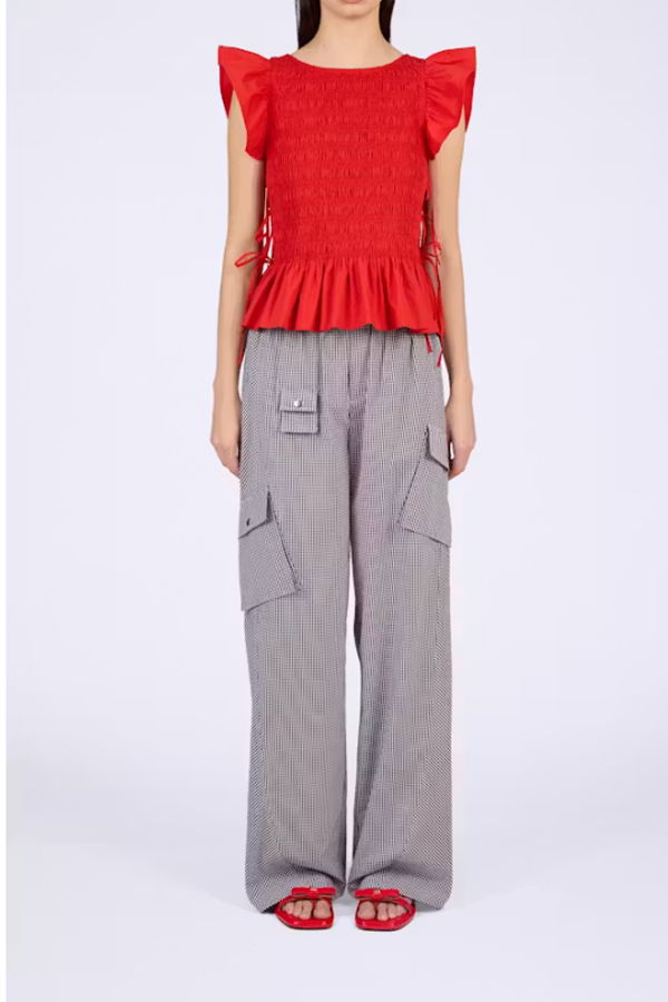 Ganni Check Cotton Cargo Pants