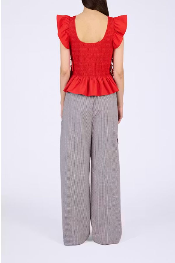 Ganni Check Cotton Cargo Pants