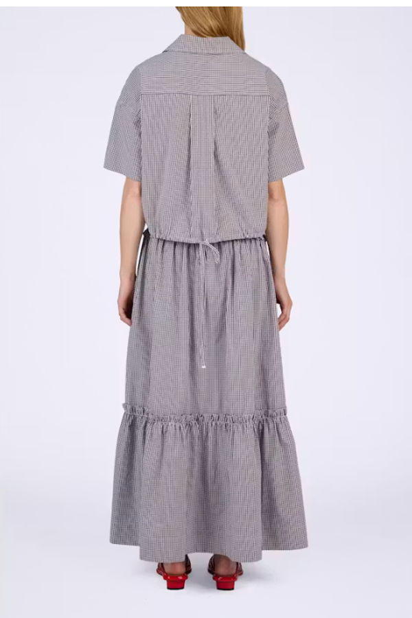 Ganni Check Cotton Cropped Bowling Shirt