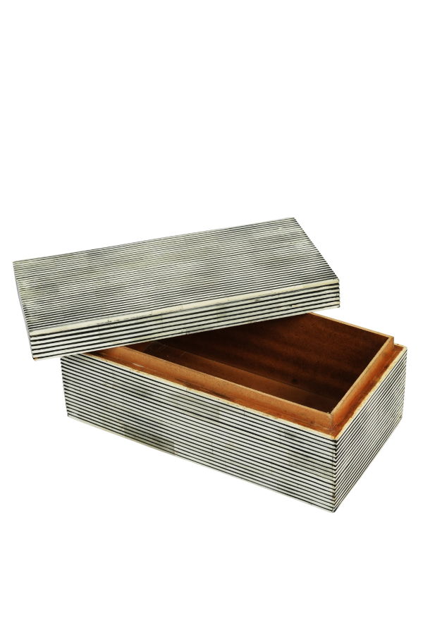 Mela Artisans Pinstripe Bone Inlay Box Natural Finish