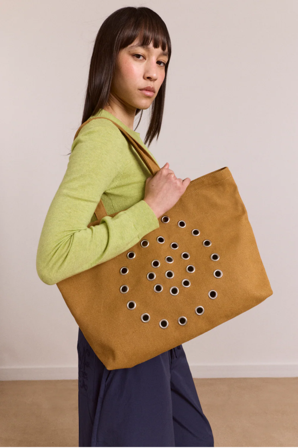 DAMSON MADDER Raine Swirly Eyelet Tote Bag - Toffee