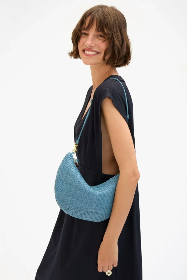 Clare V. Lune Woven Zig Zag Bag - Desert Blue