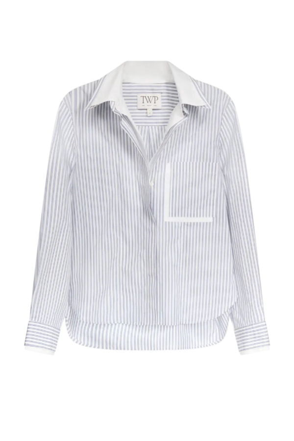 TWP Double Layer Boyfriend Shirt - White / Navy