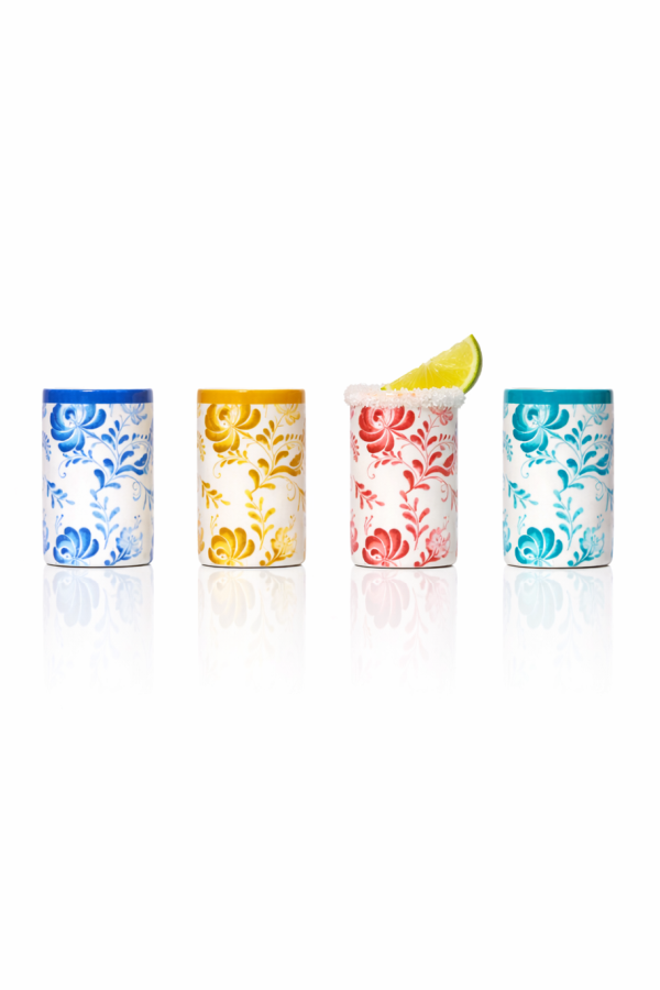 Lemonsoda Azulejo Floral Ceramic Shot Glasses (3oz)