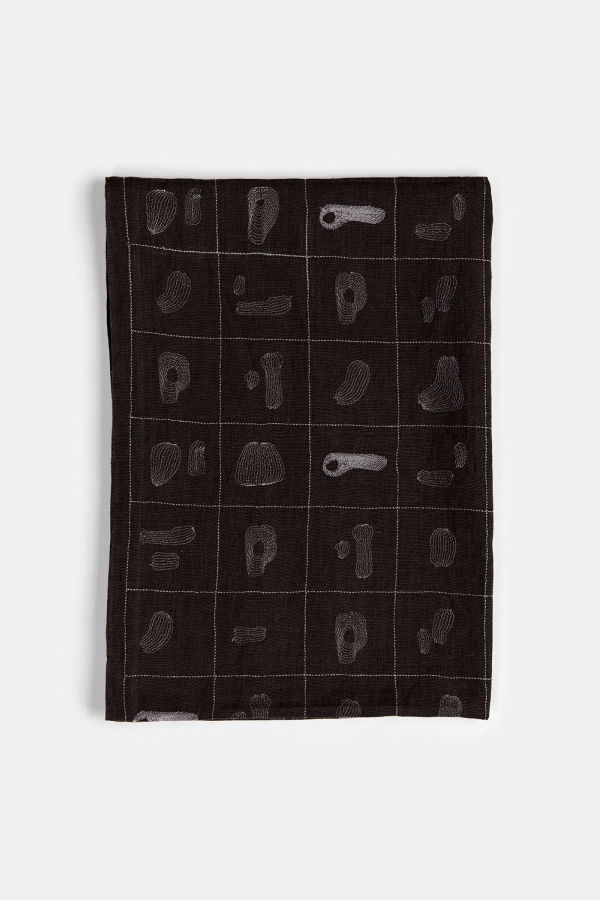 Erica Tanov Linen Table Runner in Line Embroidery