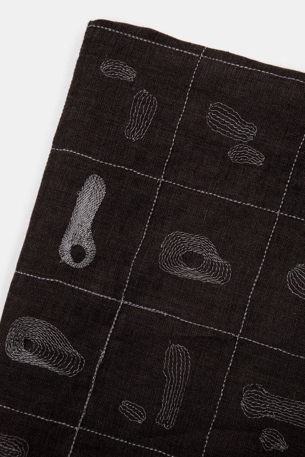 Erica Tanov Linen Table Runner in Line Embroidery
