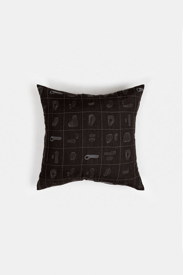 Erica Tanov Linen Throw Pillow in Line Embroidery