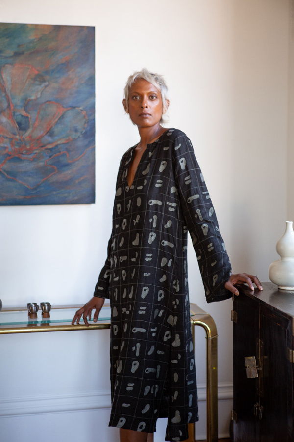 Erica Tanov Nava Linen Caftan Solid Embroidery
