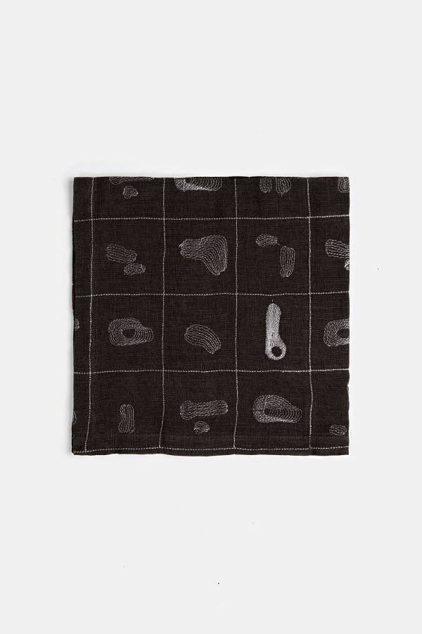 Erica Tanov Set of 4 Linen Napkins in Line Embroidery