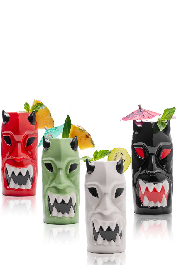 Lemonsoda Ceramic Horned Hawaiian Tiki Mugs