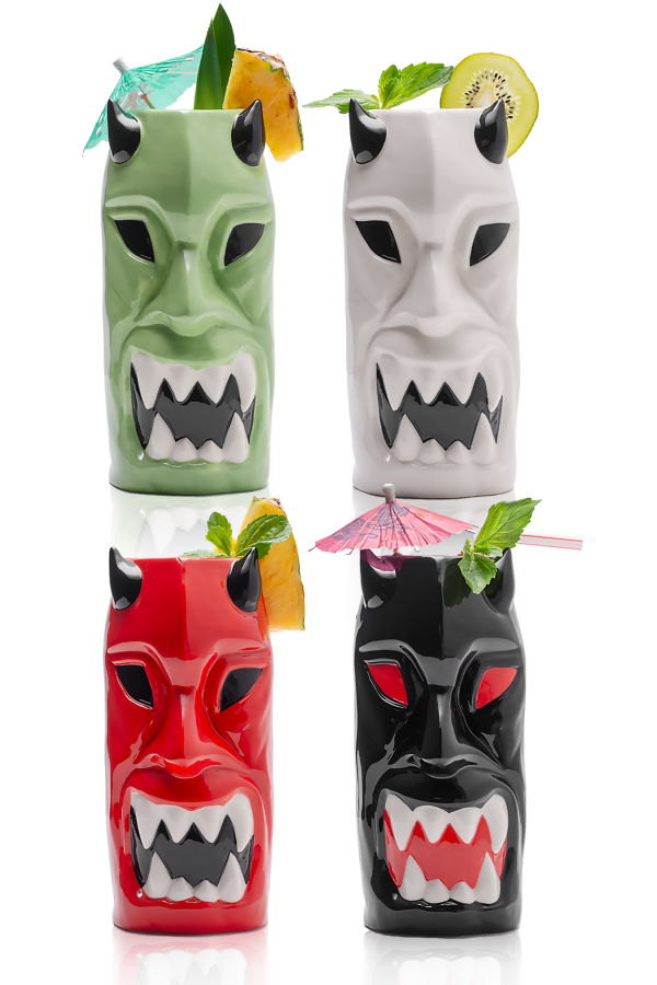 Lemonsoda Ceramic Horned Hawaiian Tiki Mugs