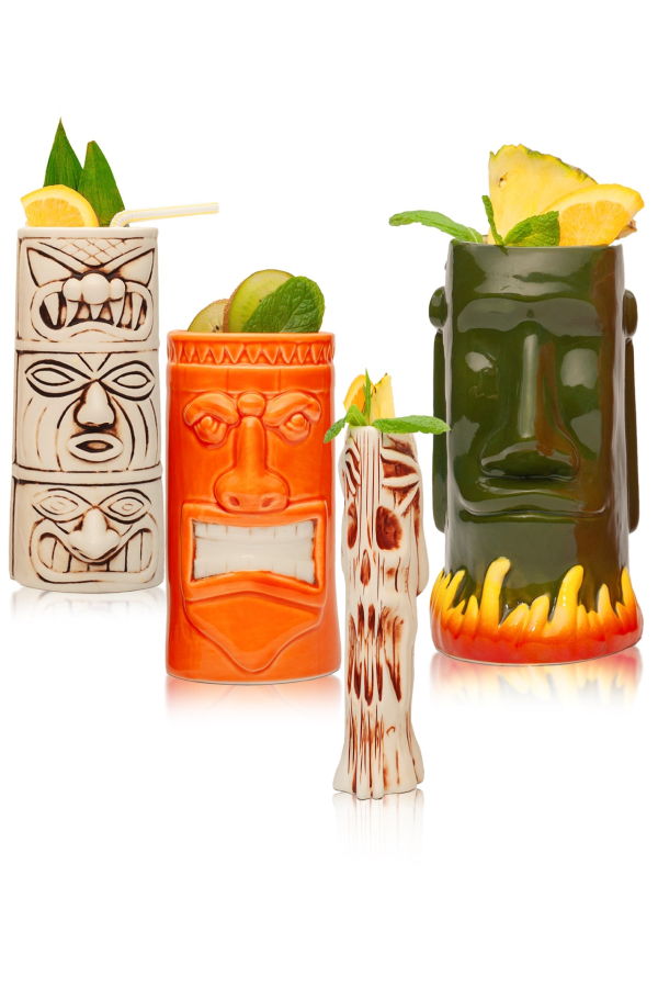 Lemonsoda Ceramic Tiki Mugs, Set of 8