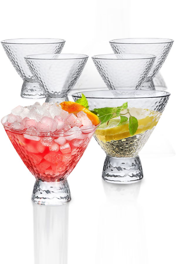 Lemonsoda Hammered Cocktail Martini Glasses 8.5oz - Clear