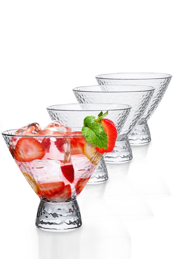 Lemonsoda Hammered Cocktail Martini Glasses 8.5oz - Clear