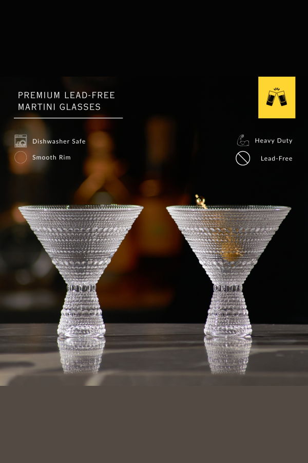 Lemonsoda Hobnail Embossed Martini Glasses 9oz - Clear
