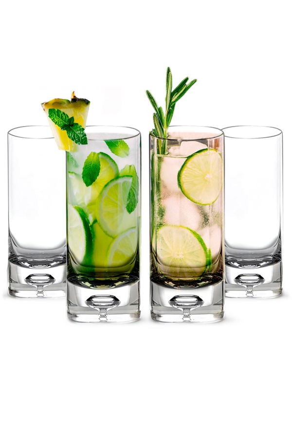 Lemonsoda Crystal Bubble Base Collins Glass Highball Tumbler 12oz