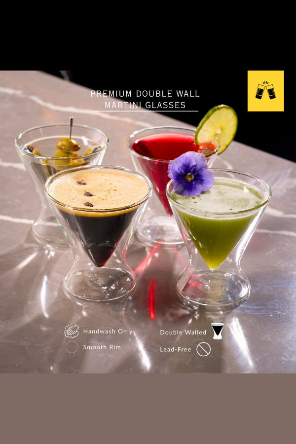 Lemonsoda Double-Walled Stemless Martini Glasses 8oz