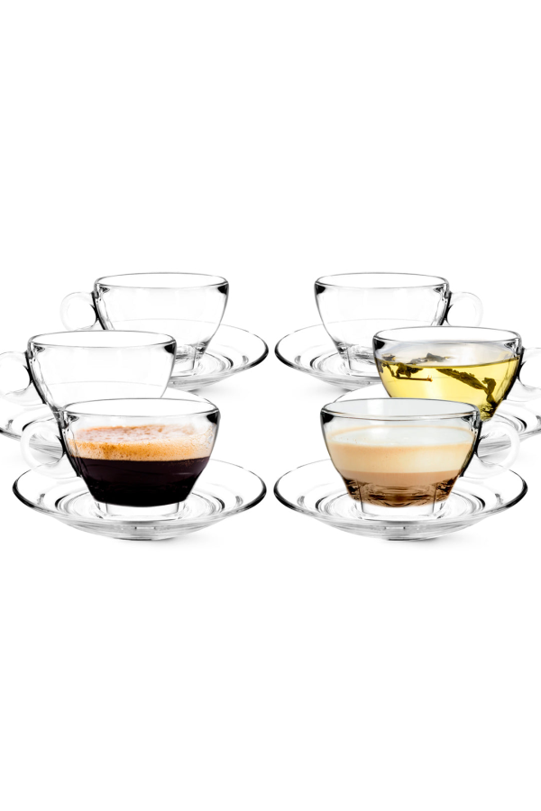 Lemonsoda Glass Latte Cup and Saucer Set 8.75oz - Clear
