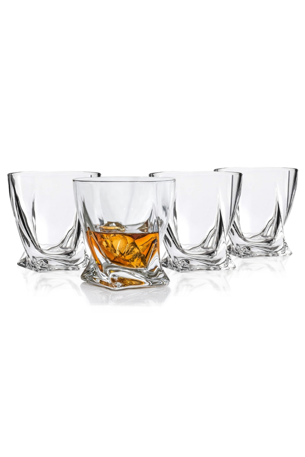 Lemonsoda Premium Twisted Whiskey Glasses (10oz) - Clear