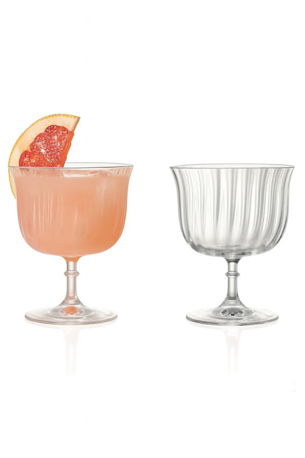 Lemonsoda Rims Orient-Coupe Dessert/Paloma Ribbed Martini & Wine Glasses 9.25oz