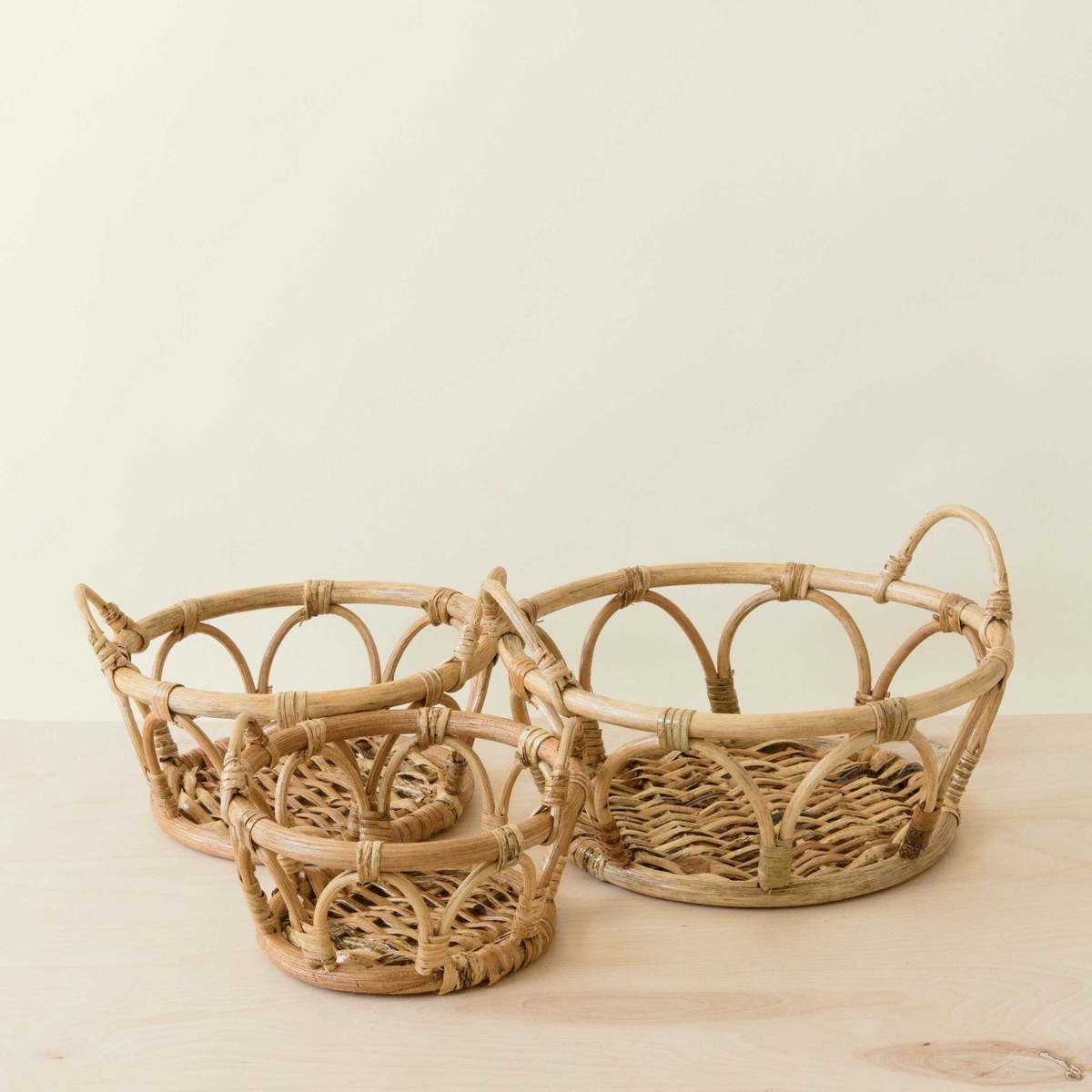 LIKHA Rattan Fruit Basket Wicker Table Basket Set of 3 - Image 3 of 13