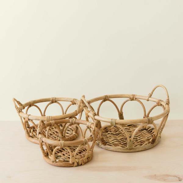 LIKHA Rattan Fruit Basket Wicker Table Basket Set of 3